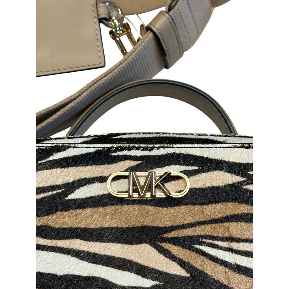 Michael Kors Zebra Haircalf Crossbody Satchel Bag NWT Adjustable Strap - Picture 3 of 10